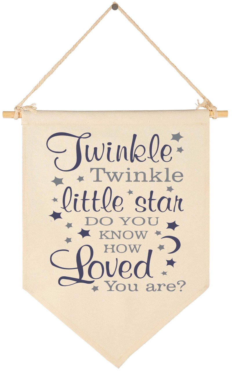 Topthink Twinkle Twinkle Little Star, Do You Know How Loved You Are -Canvas Hanging Flag Banner Wall Sign Decor Gift for Baby Kids Girl Boy Nursery Teen Room Front Door - Image 1